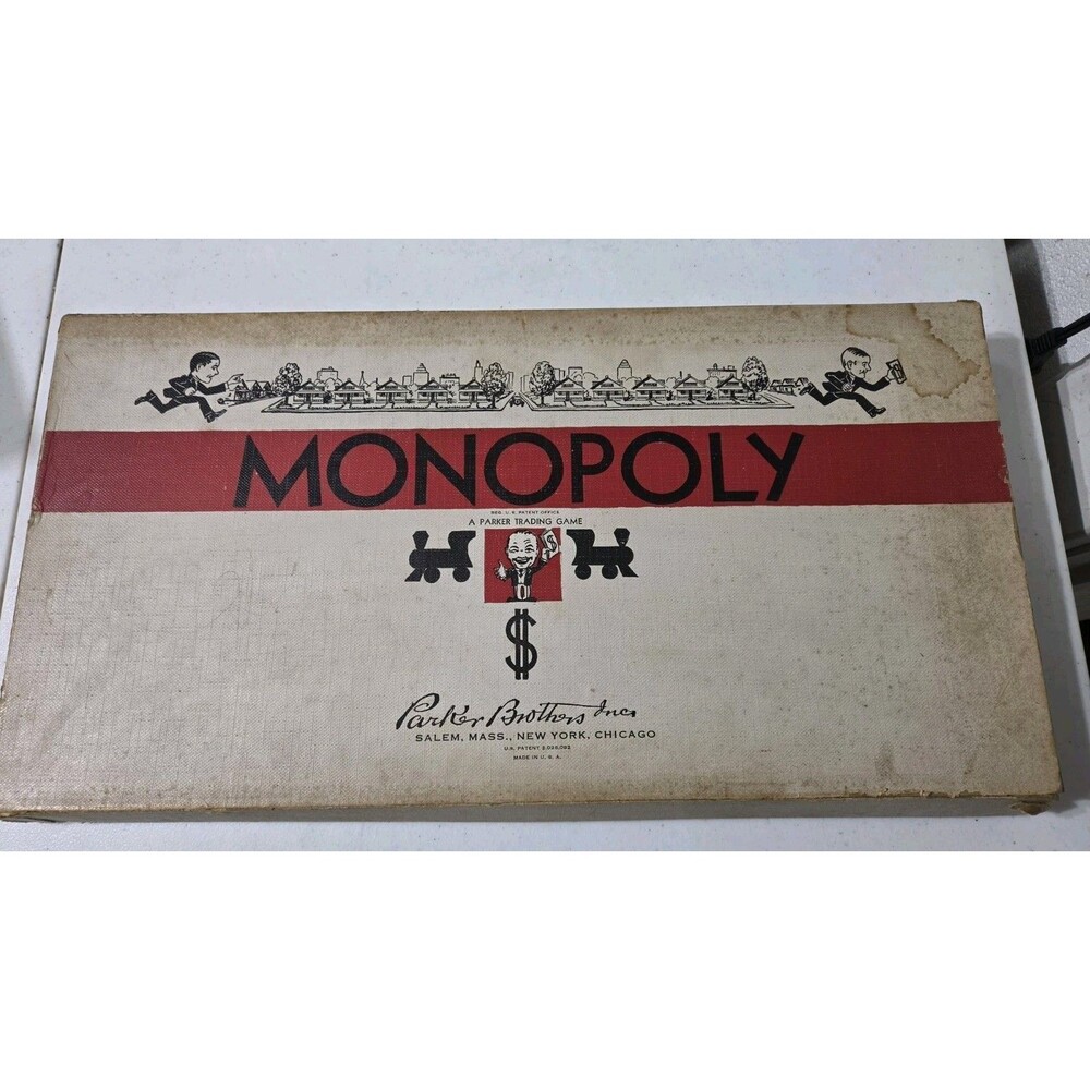 "Rare" Vintage 1935, 1946 No. 9 White Box Edition Monopoly Complete